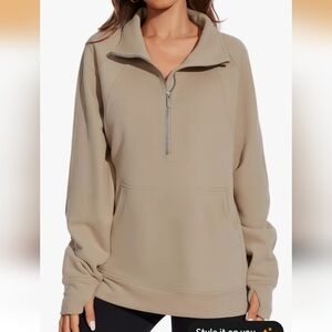 Women's Tan Half-Zip Sweater